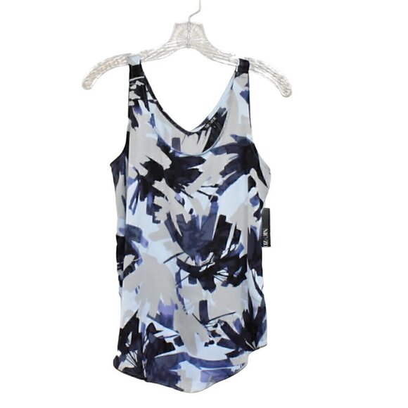 Nic + Zoe Multi Blue Print Tank Blouse Top Size S - Picture 1 of 7